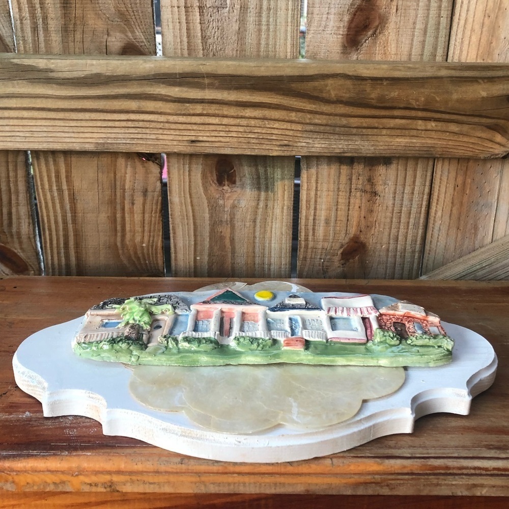 Mixed Media Art Bay St Louis Beach Front Scene 1990s by Clay Creations - Picture 5 of 6